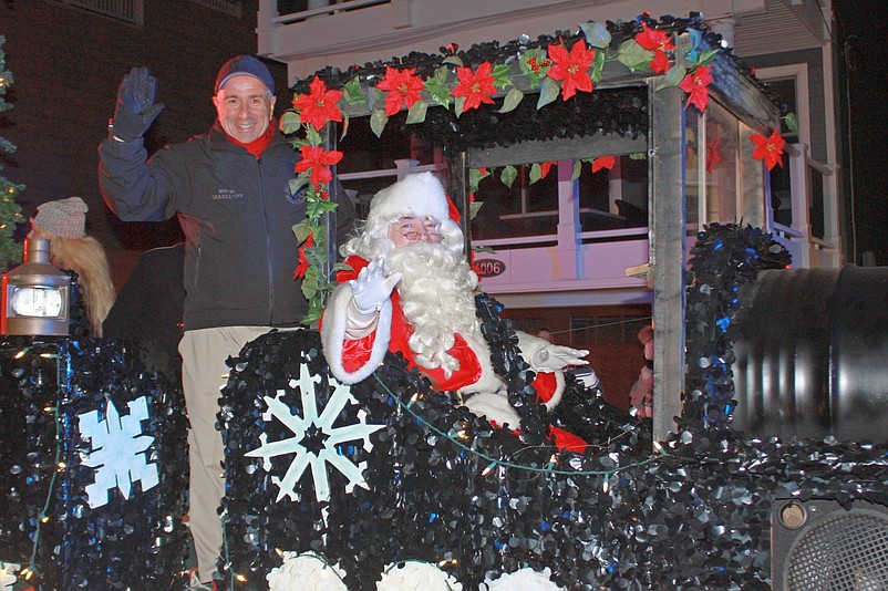 Mayor Leonard Desiderio and Santa Claus will wave to the crowds during the Holiday Drive-By Parade. (Photo courtesy of Sea Isle City)