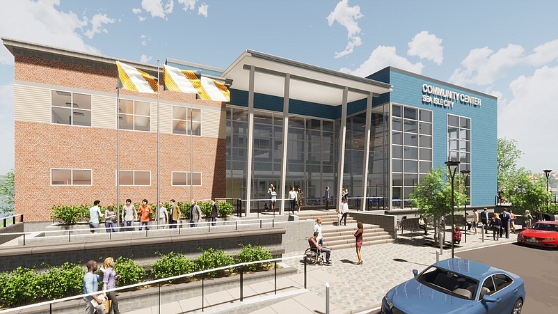 An artist's rendering depicts the community center's contemporary design (Courtesy of Sea Isle City)