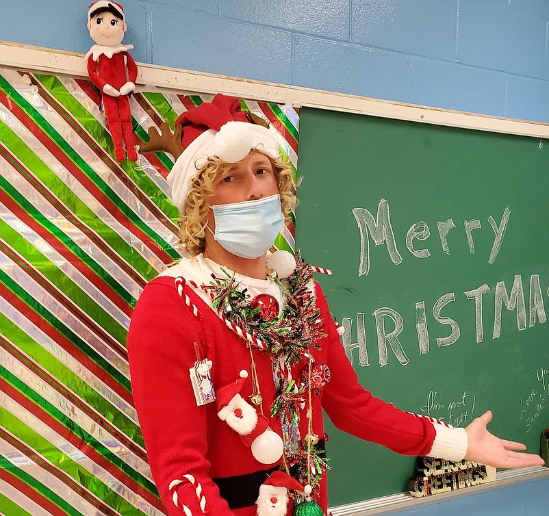 Sam Trulli, of Sea Isle, poses in his winning ugly sweater contest entry in 2020. (Photo courtesy of Sea Isle City)