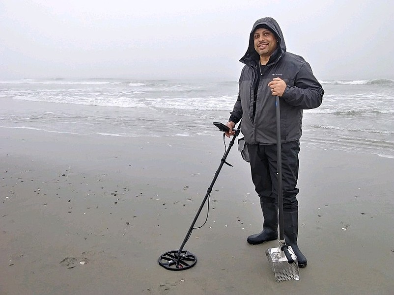 Luis Quiles, of Vineland, spends the afternoon metal detecting.