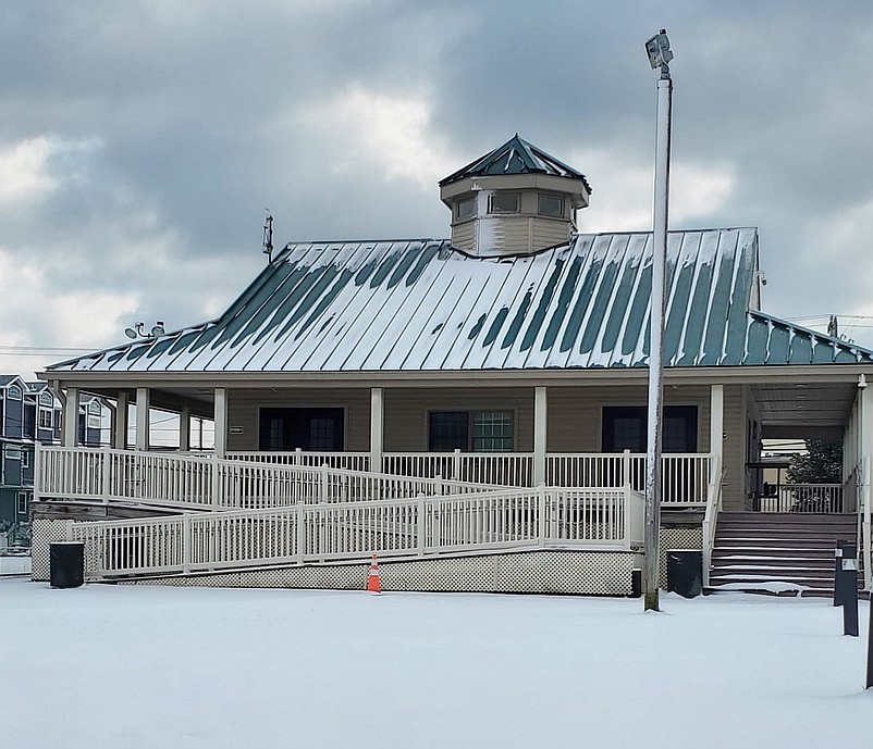 The office building at Dealy Field for Sea Isle City's Recreation Department is coated with some snow. (Photo courtesy of Sea Isle City)