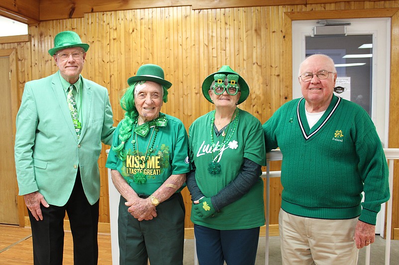 From left, "Best Dressed Irish" contest winners Frank Roach, Joe Bellucci and Dot Kelly are joined by AARP Chapter 710 President Tom Owings. (Photo courtesy of Sea Isle City) 