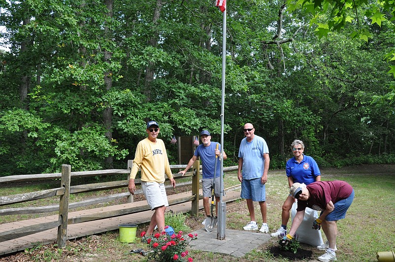 Shown after recently completing some improvements to the cemetery grounds are VFW Post 1963 Auxiliary members (from left) Bob Day, Jimmy Harrell, Brian Moran, Patti Lloyd and Ruth Brown. (Photos courtesy of Patti Lloyd.