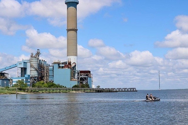 The implosion took less than a minute to take down the cooling plant.