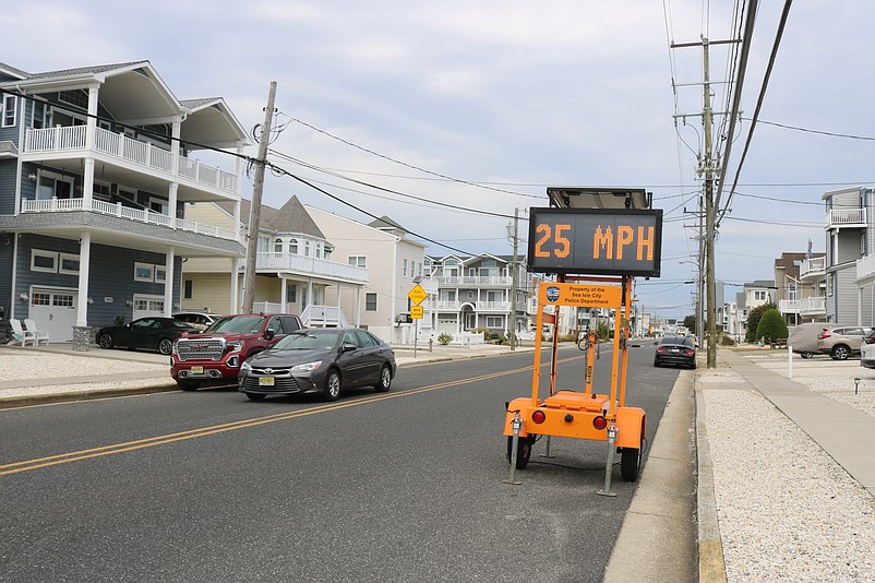 A variable message sign is part of the city's efforts to get motorists to slow down on Landis Avenue.