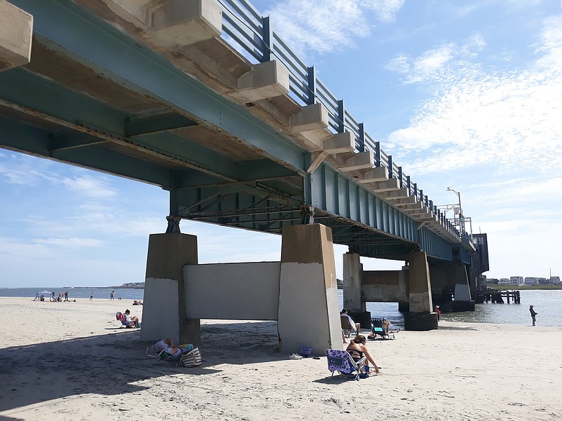 White paint covers up the graffiti that had been scrawled on the Townsends Inlet Bridge on the Sea Isle City side.