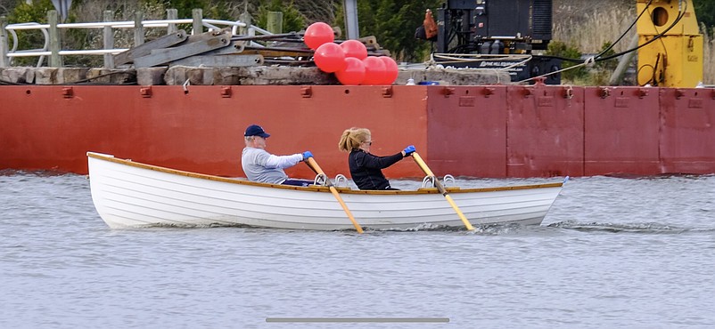 Pilgrim Paddle race organizer Wayne Mac Murray goes rowing with his wife, Ann.