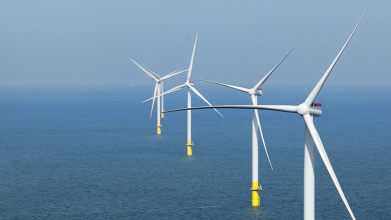 This image depicts what the towering wind turbines would have looked like off the South Jersey coast. (Courtesy of Orsted)