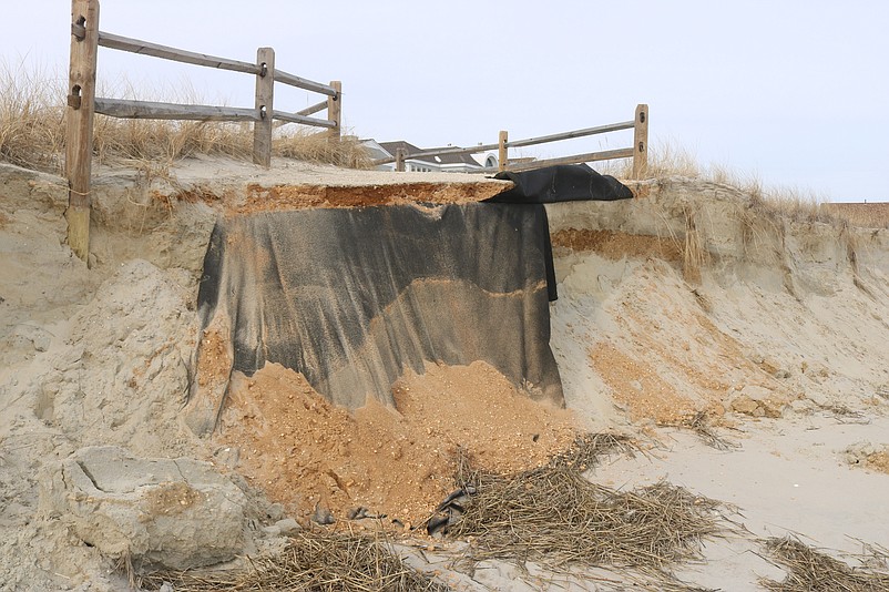 A pathway to the beach at 90th Street is too badly eroded to use.