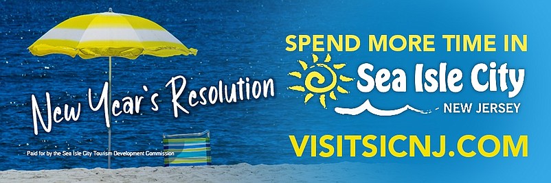 The billboard invites visitors to spend more time in Sea Isle for the new year. (Courtesy of Seven Mile Publishing &amp; Creative)