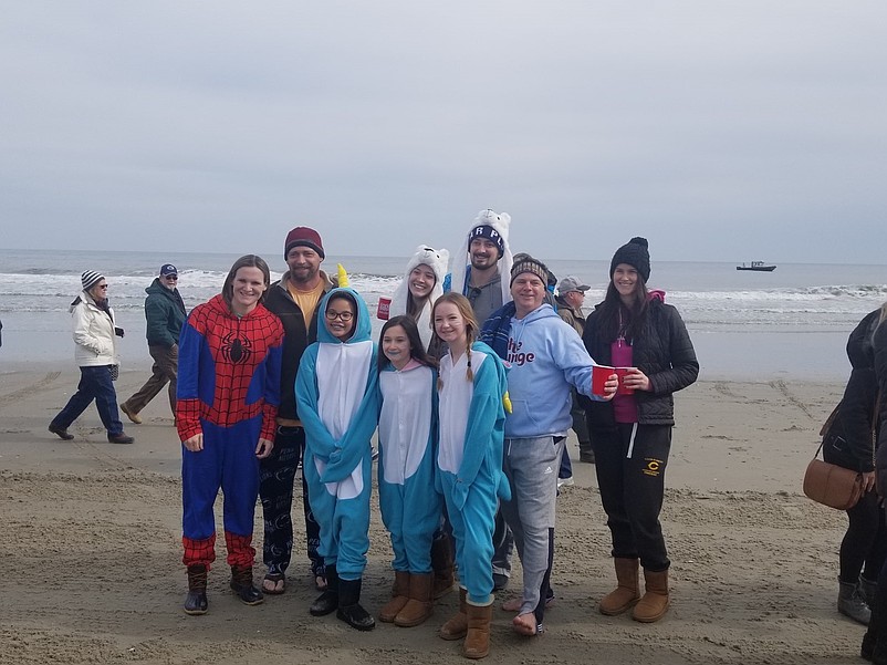 Coco Moon and Chase Foster, with family and friends at the Polar Bear Plunge in Sea Isle in 2019. 