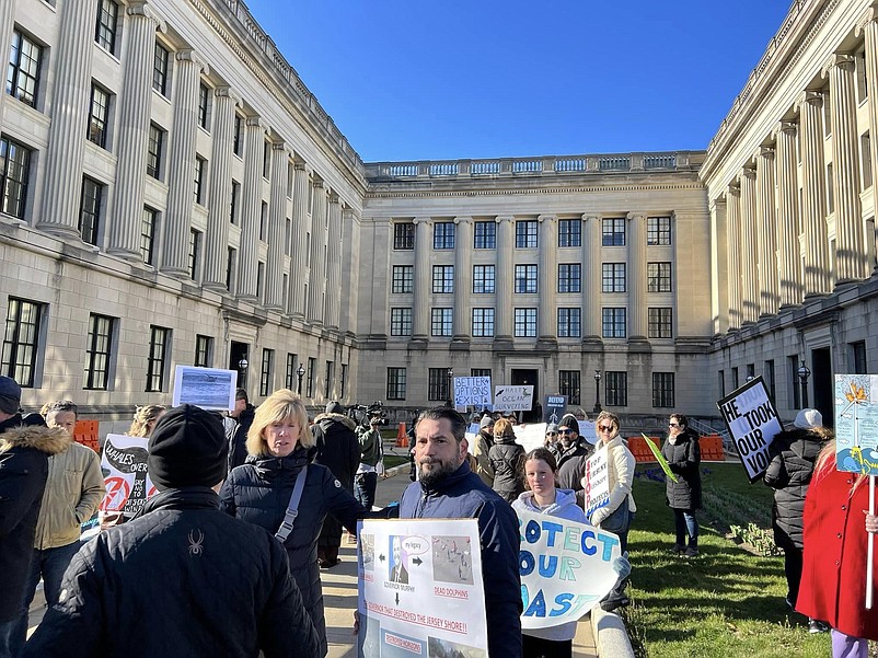 Protesters rally in Trenton to oppose the construction of offshore wind farms along the coast. (Photo courtesy of Protect Our Coast NJ Facebook page)