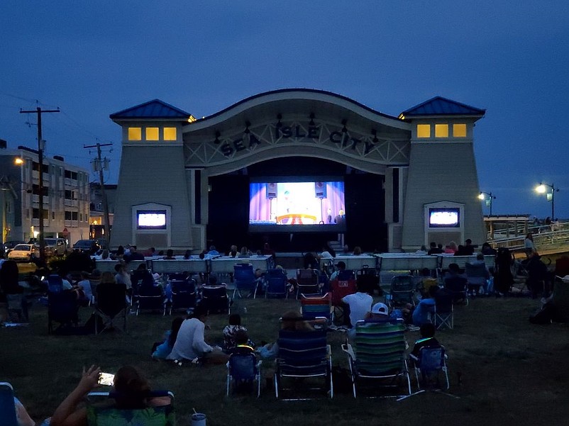 The Band Shell at Excursion Park is the outdoor venue for the summer movies. (Photo courtesy of Sea Isle City)