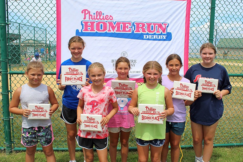 Some of the Home Run Derby winners hold their plaques. (Photo courtesy of Sea Isle City)