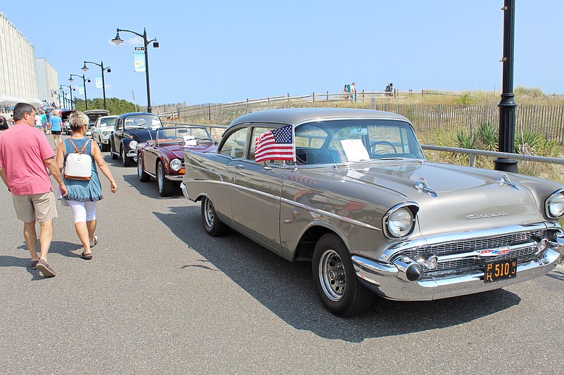 Classic autos line the Promenade during Sunday's show.