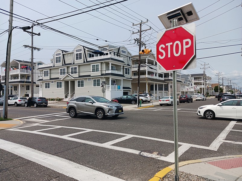 New stop signs at the intersection of 44th Street and Central Avenue feature LED flashing red lights to improve visibility.