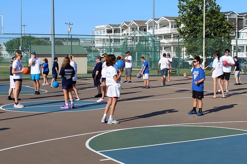 Shooting Stars players and coaches practice drills on the basketball court. (Photos courtesy of Sea Isle City)