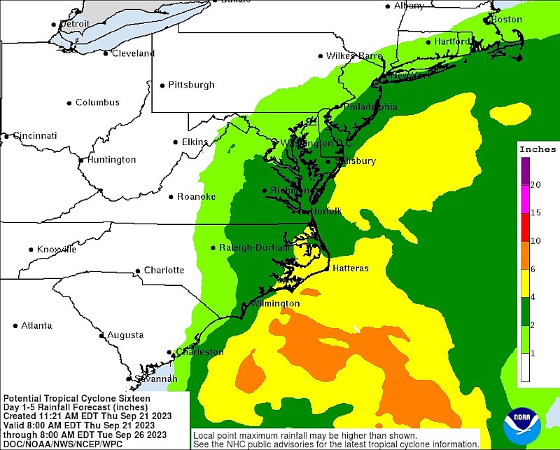 National Weather Service graphic shows the amount of soaking rain expected from the storm.