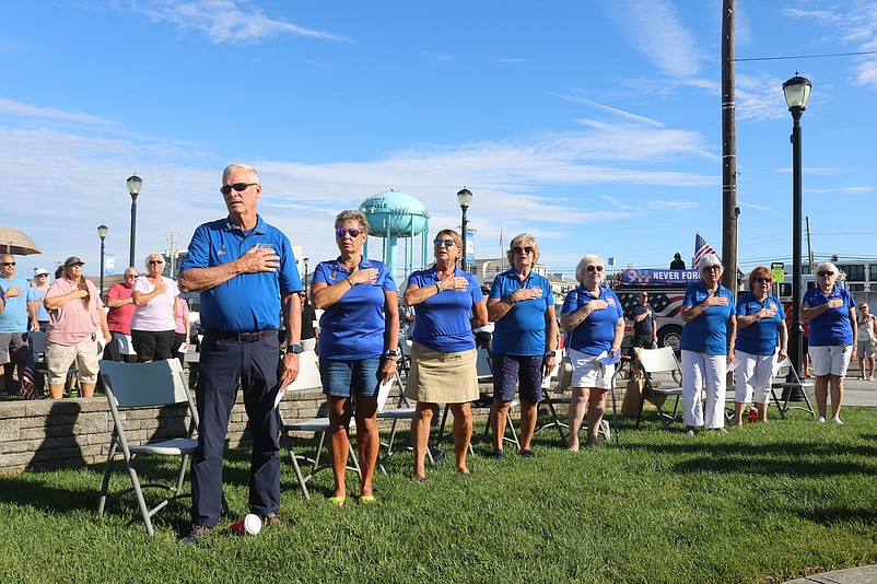 Members of VFW Post 1963's Auxiliary recite the Pledge of Allegiance during the 9/11 ceremony in 2023 at Sea Isle City's Veterans Park.