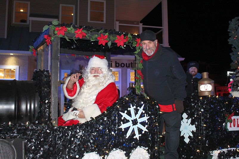 Santa Claus is joined by Mayor Leonard Desiderio during Sea Isle City's 2022 holiday parade. (Photo courtesy of Sea Isle City)