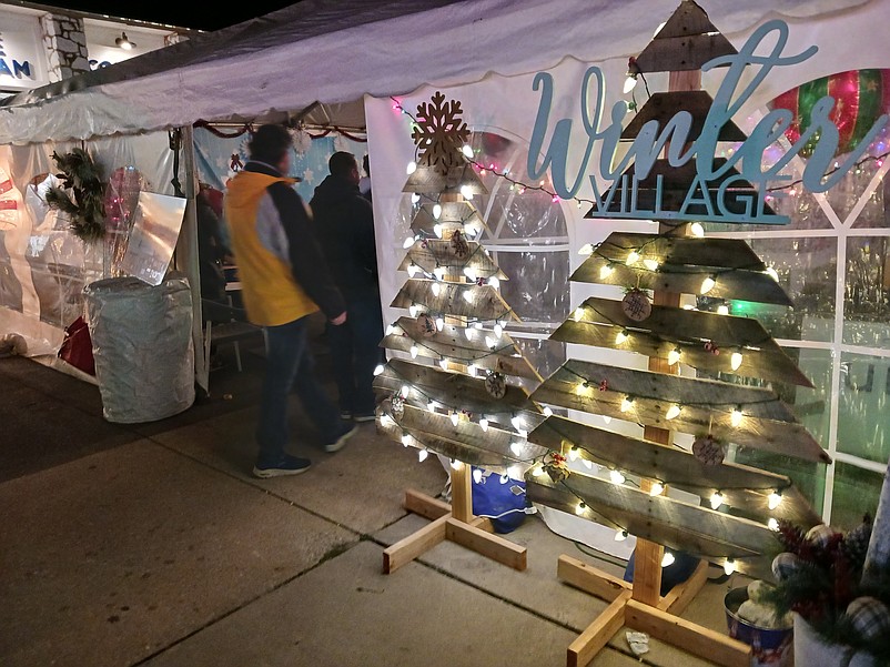 A decorated tent is one of the shopping venues.