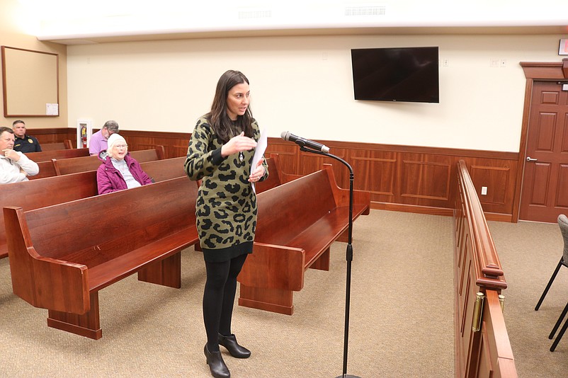 Sea Isle's Chief Financial Officer Jennifer McIver explains some of the features of digital beach tags during a City Council meeting Tuesday.