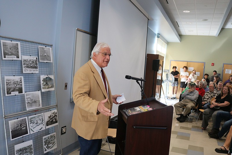 Joseph LaRosa Jr., author of two books about the storm, addresses the audience.