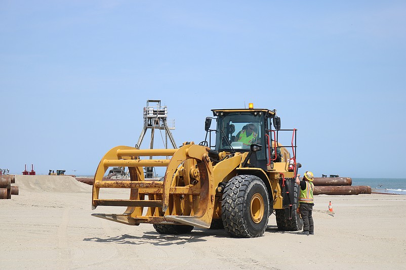 The project will include heavy construction equipment, like this piece of machinery from Sea Isle City's beach replenishment in 2024.