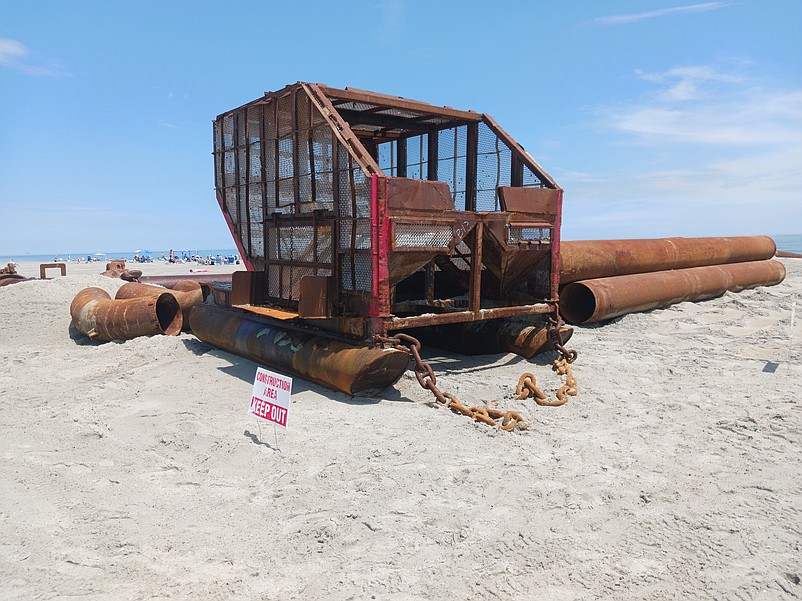 Massive pipes are being used to pump new sand on Sea Isle's beaches.