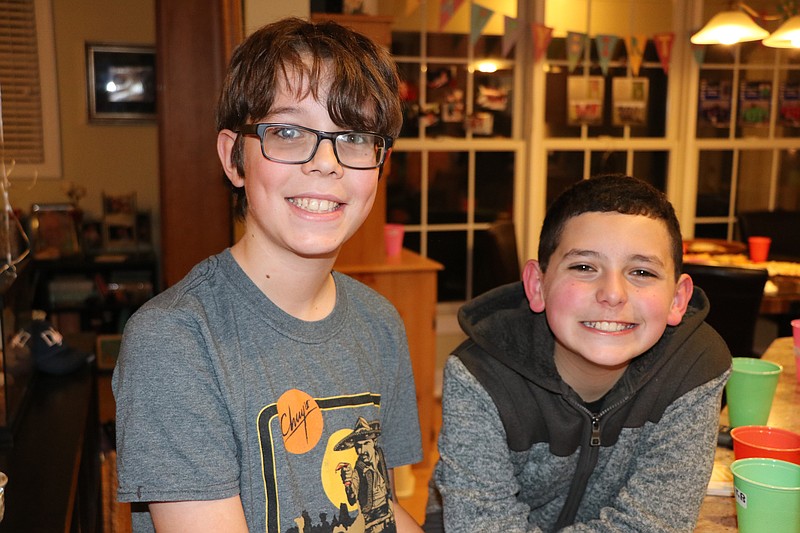 Ryan Bender and Benjamin Young, (right) both 12 of Somers Point, get ready for their educational trip to Sedge Island in Ocean County, with scholarship funds from the Patcong Creek Foundation. (Courtesy Patcong Creek Foundation)