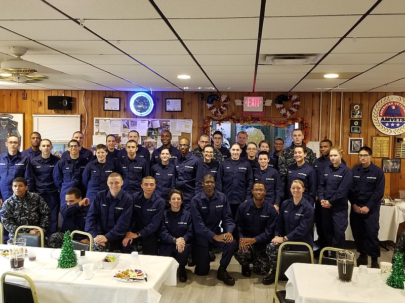 Coast Guard recruits have a special Thanksgiving courtesy of the Somers Point American Legion and the AMVETS. (Courtesy Greg Sykora)