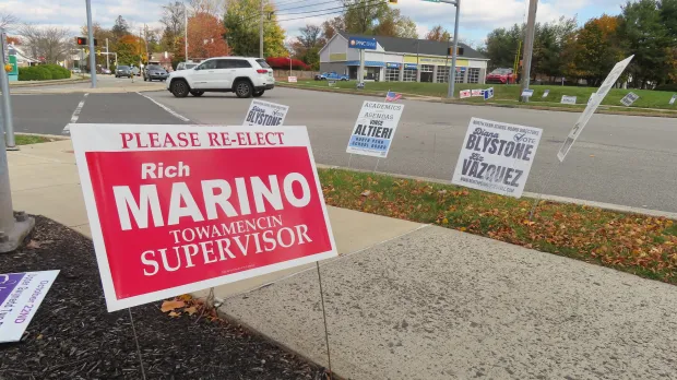 A campaign sign for Towamencin supervisor Rich Marino can be seen in Towamencin in early November 2023. (Dan Sokil - MediaNews Group)