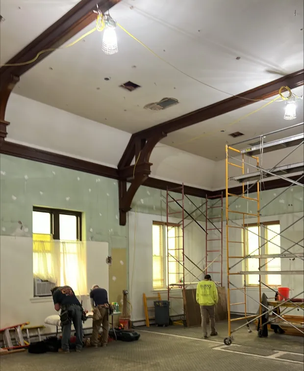 Contractors work inside the former church and office building at 125 N. Main Street in North Wales. (Photo courtesy of North Wales Borough)