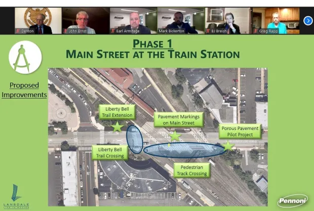 Traffic engineer Mark Bickerton of Pennoni & Associates shows Lansdale's borough council a design for 