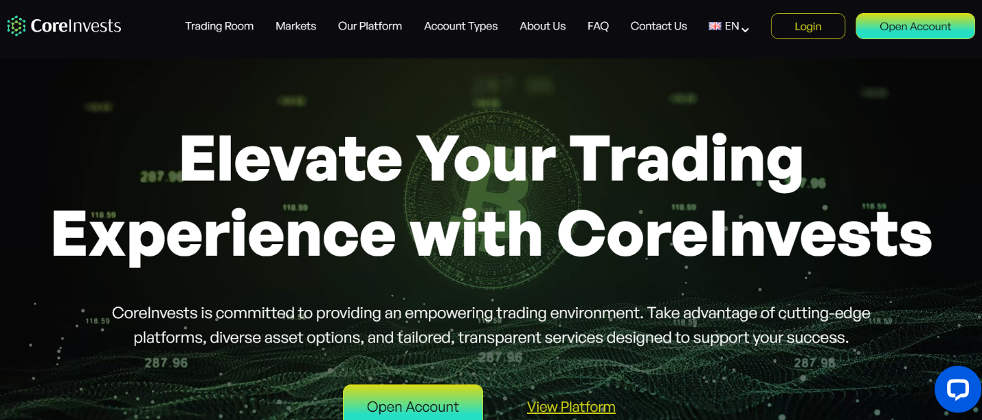 CoreInvests homepage