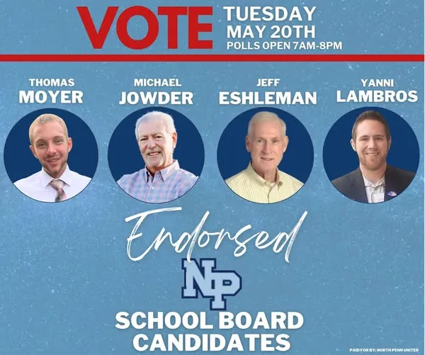 North Penn United candidates Thomas Moyer, Michael Jowder, Jeff Eshleman, and Yanni Lambros. (Photo courtesy of North Penn United)