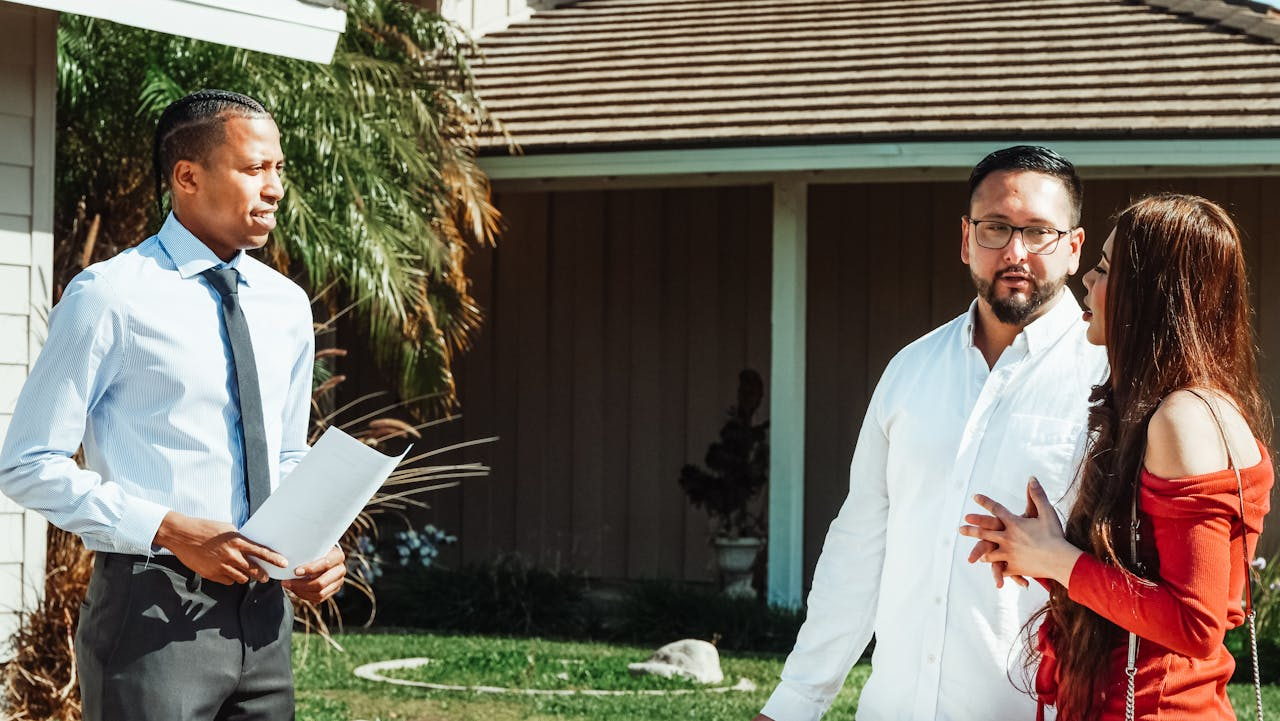 Property manager talking to tenants