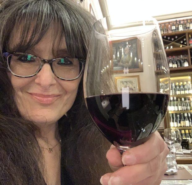 Christine Flowers toasting her readers. (COURTESY OF CHRISTINE FLOWERS)