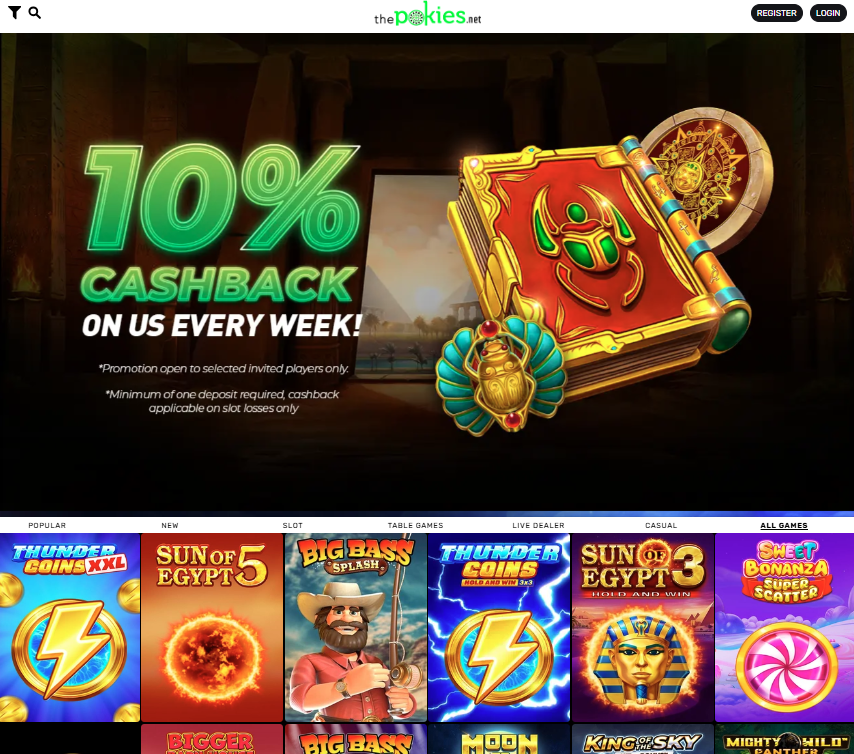 The Pokies Net Casino Interface