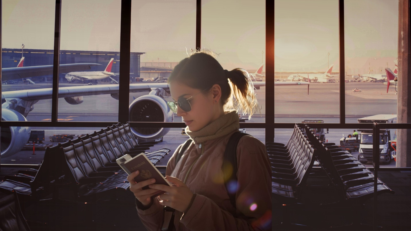 Traveler checking Air Canada ticket details on mobile app