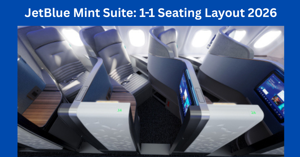 JetBlue Mint Suite A321neo 1-1 lie-flat business class seating layout